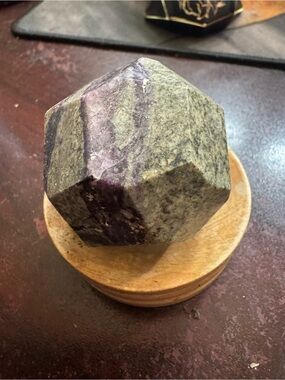 Faceted Purple and Gray Stone Crystal Sphere